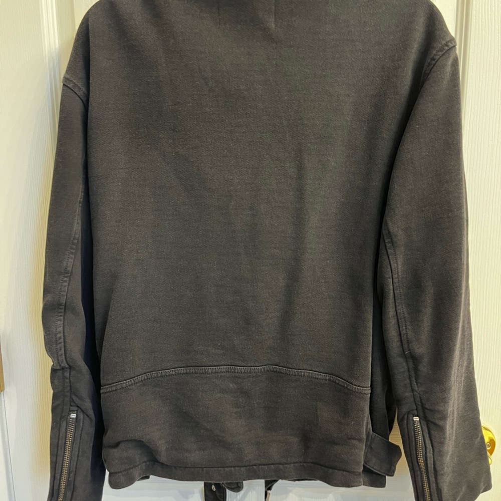 Women's Black Cotton Biker Jacket - Picture 2 of 3